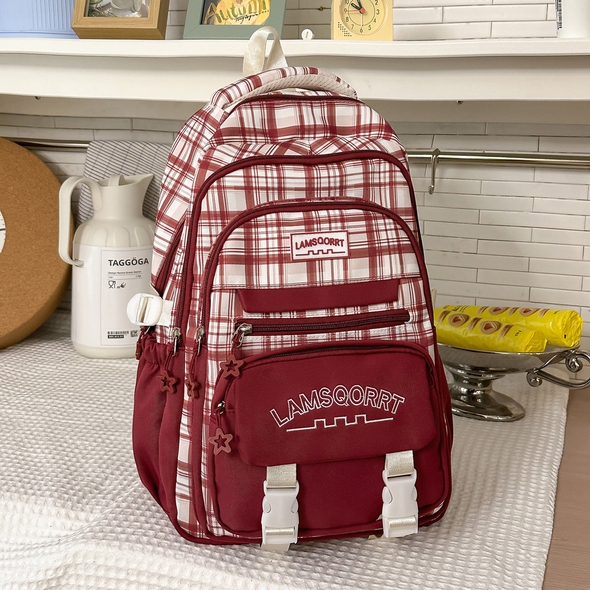 Stylische Karomuster-Rucksack Brehn