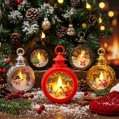 Weihnachtslaterne mit LED-Flamme und festlichem Design