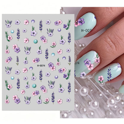 Florales Design Nagelkunst Aufkleber Set