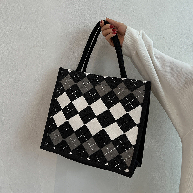 Elegante karierten Muster Tragetasche