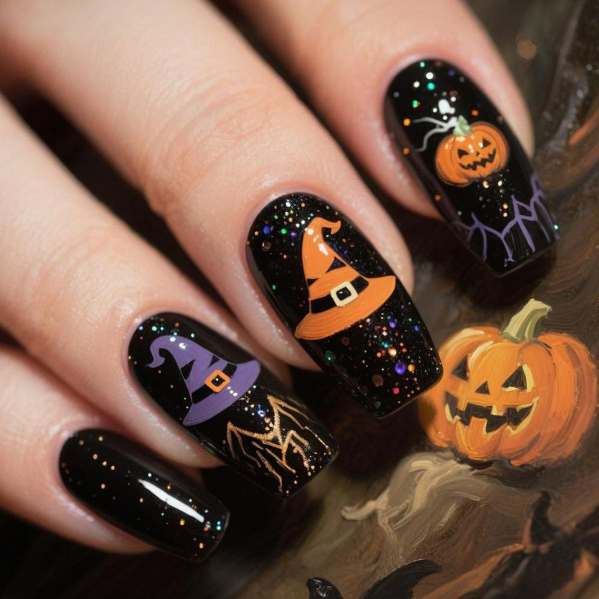 Halloween-Themen Press-On Nagelspitzen Brehn