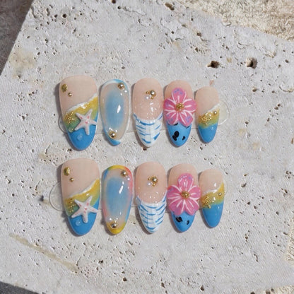 Küstenparadies-Thema Press-on-Nagelset
