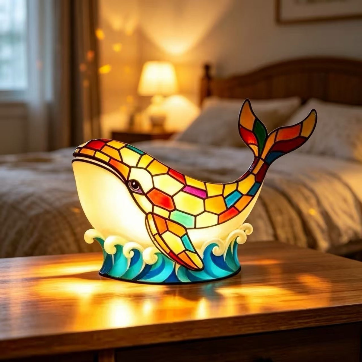 Buntglas Delphin Nachtlicht Lampe Brehn
