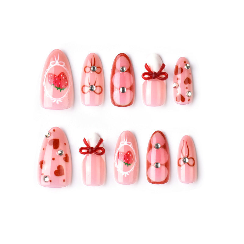 Dekorative Erdbeer-Themen Press-On Nagelspitzen Brehn