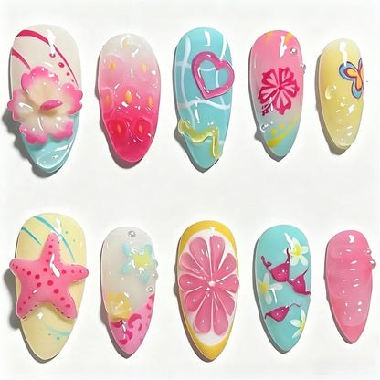 Kreatives Kunstnagelset mit bunten Sommermotiven Brehn