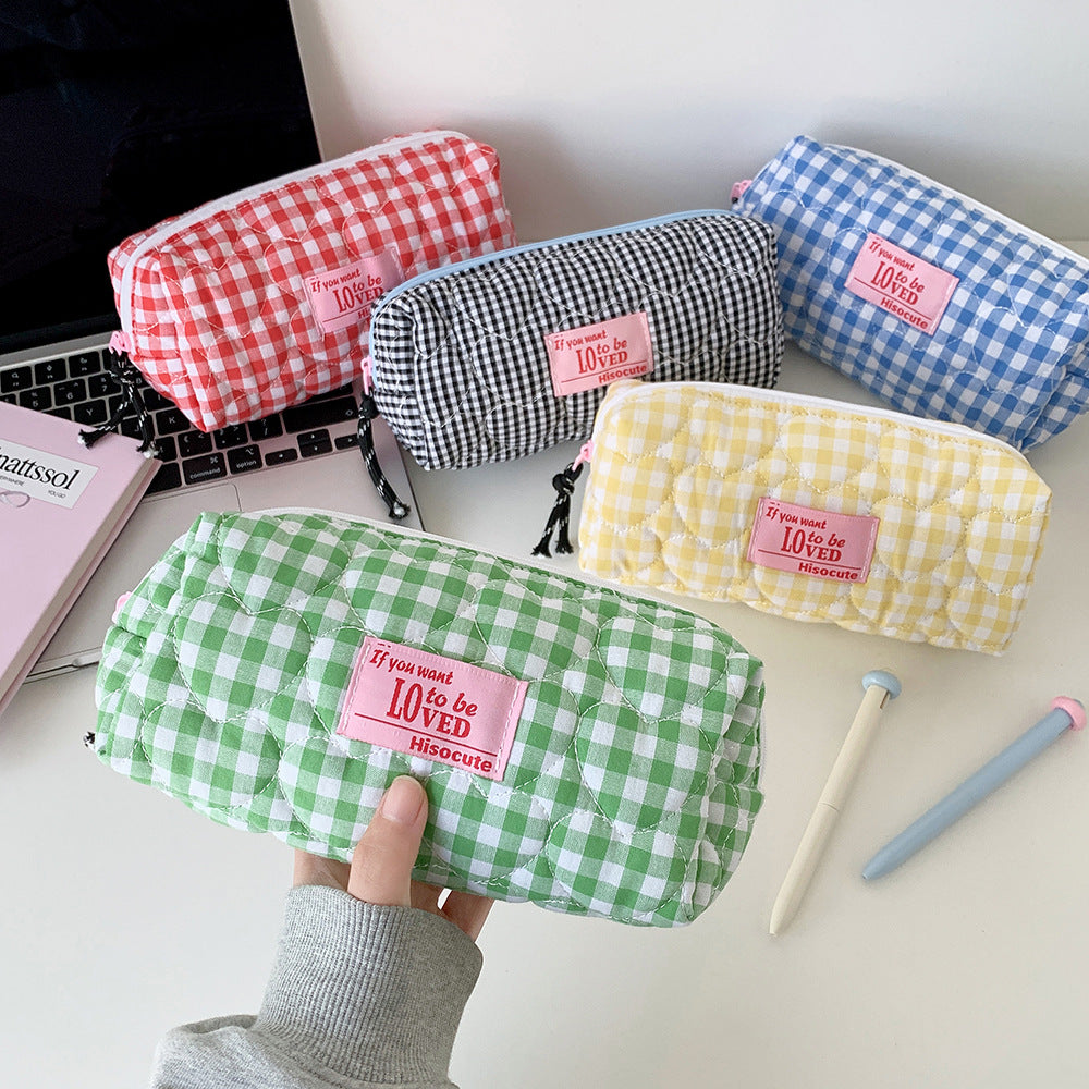 Gepatchtes Gingham Stiftetui Brehn