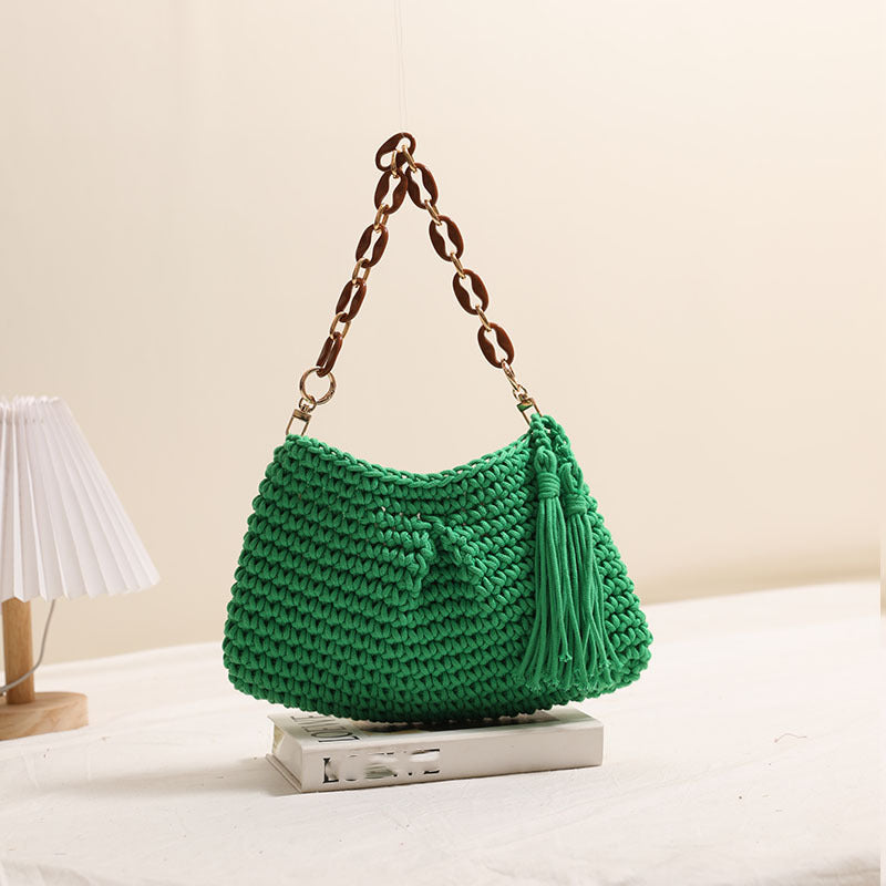 Damen Handgefertigte Schultertasche mit Kettenakzenten Brehn