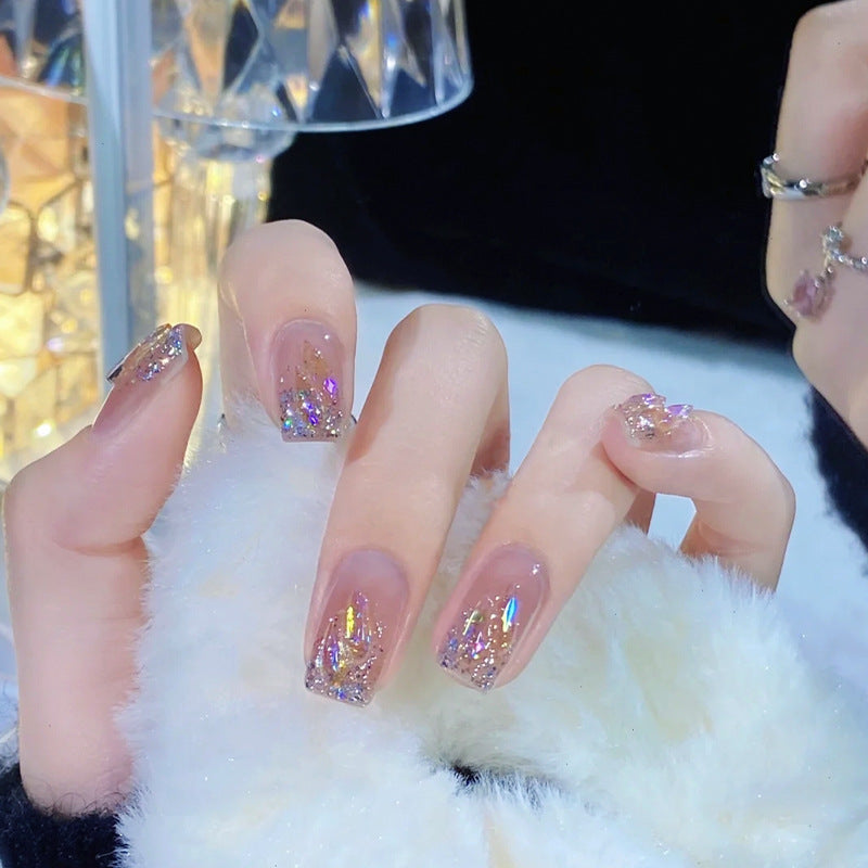 Kunstnagelset mit glitzernden holografischen Akzenten Brehn