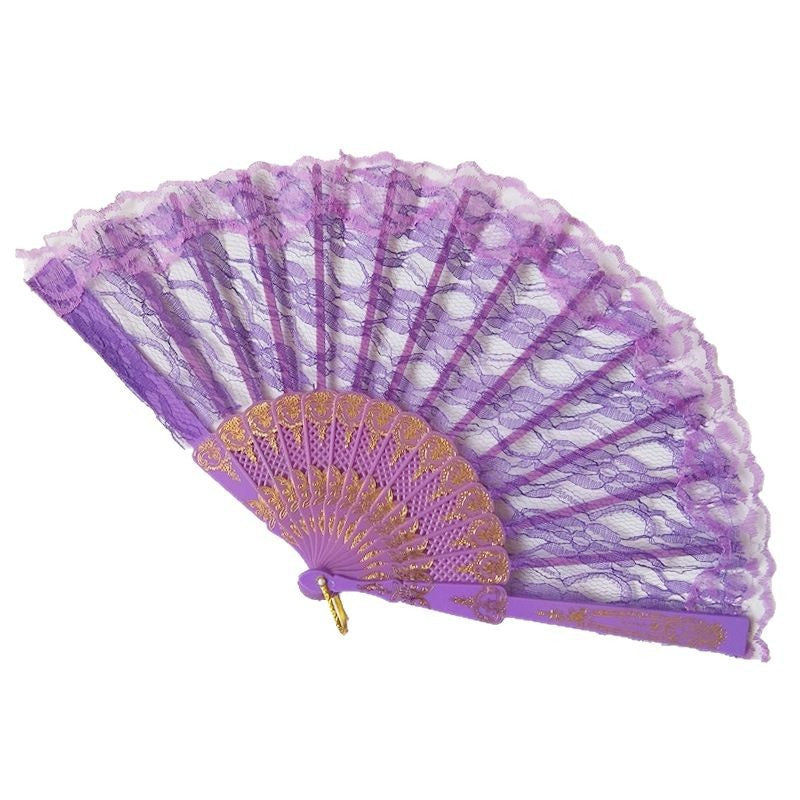 Damen Fächer aus feiner Spitze mit eleganter Goldverzierung Brehn