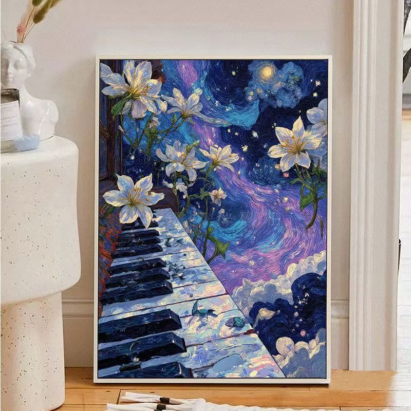Fantasy-Landschaft Klavier Leinwand Kunstdruck Brehn
