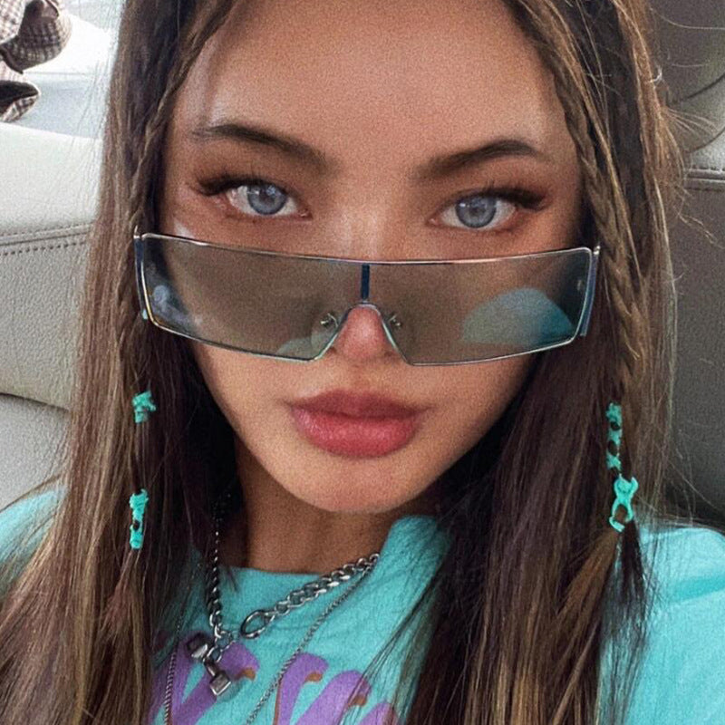 Damen geometrische Sonnenbrille mit futuristischem Design und strapazierfähigem Rahmen Brehn
