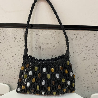 Handgeknüpfte Netztasche mit Dekorativen Perlen Brehn