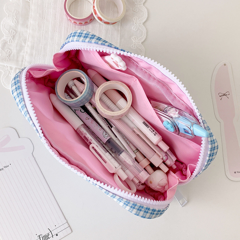 Stylische Gingham Karierten Stiftetui Brehn