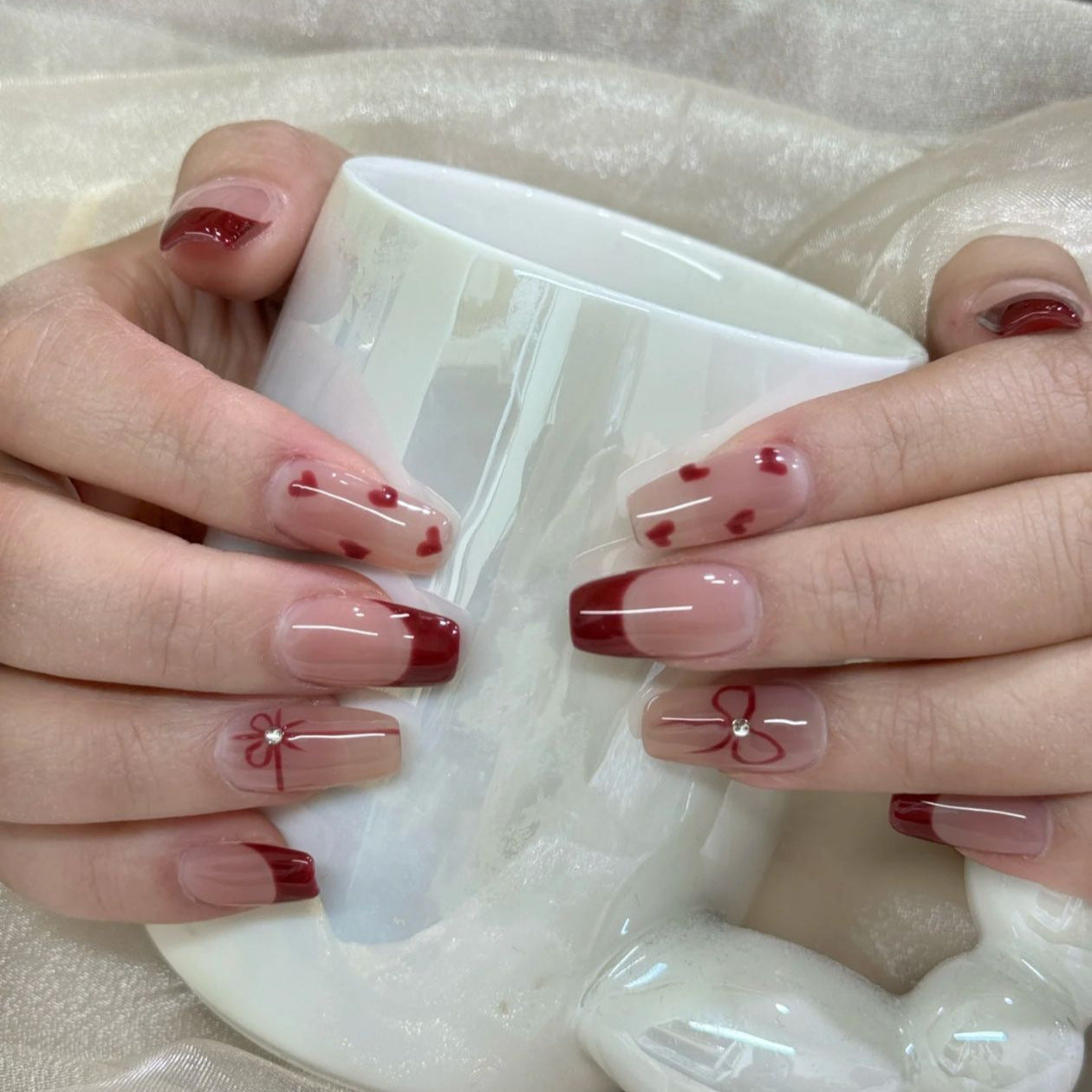 Künstlerisches Herz-Muster Druck-Nagelset Brehn