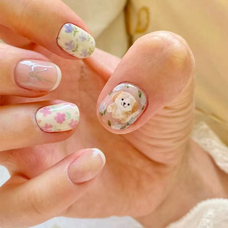Künstlerisches katzenmotiviertes Press-On-Nagelkunstset Brehn