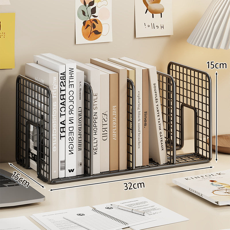 Mesh Metall Schreibtisch Buchorganisator mit verstellbaren Fächern und rutschfester Basis