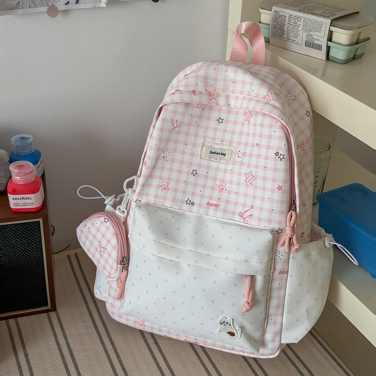 Stylischer Karostoff Casual Rucksack Brehn