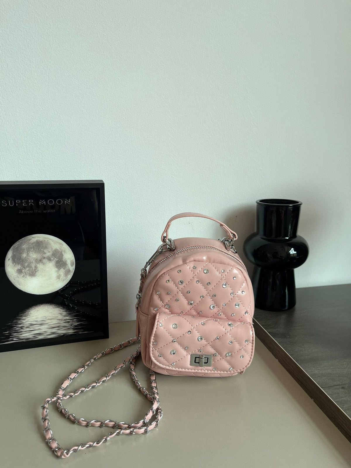 Quilted Mini-Rucksack mit Strass-Akzenten Brehn