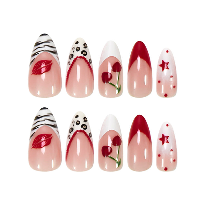 Kunstnagelset mit kreativem Sternen- und Blumenmotiven Brehn