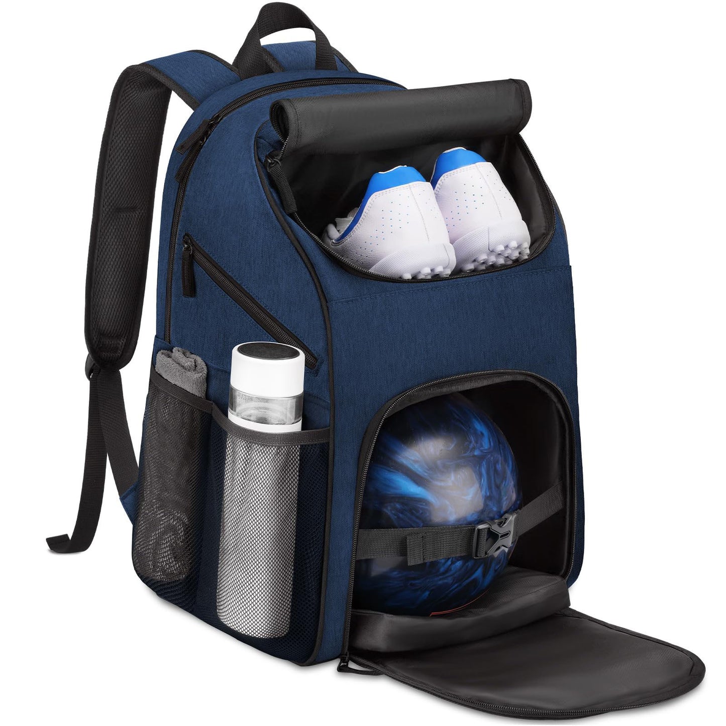 Unisex Sportlicher Rucksack mit speziellen Fächern für Schuhe und Bowlingball Brehn
