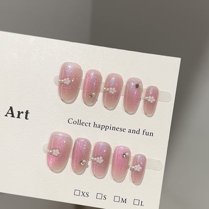 Blumenverziertes Press-On-Nagelkunst-Set