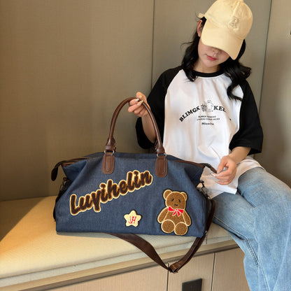Niedliche bestickte Denim-Duffle-Tasche Brehn
