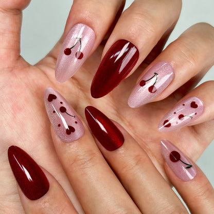 Künstlerisches Kirschblüten Press-On Nagel Set Brehn