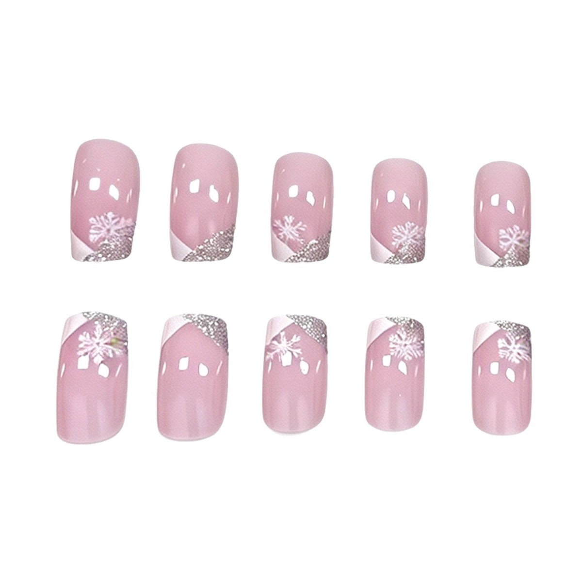 Elegante Schneeflocke Französische Spitze Nagelkunst Brehn