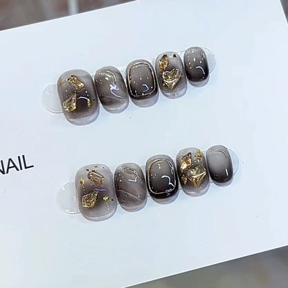 Künstlerisches Marmor-Effekt Press-On Nagelset Brehn