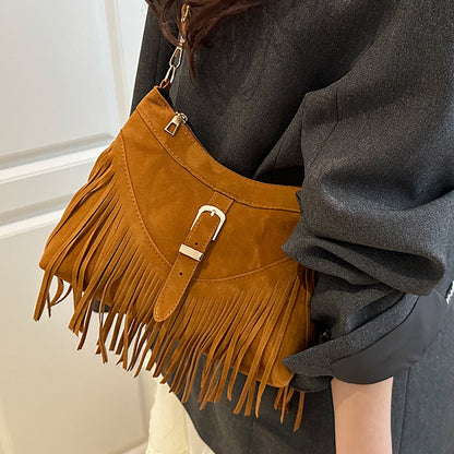Fransierte Wildleder-Handtasche