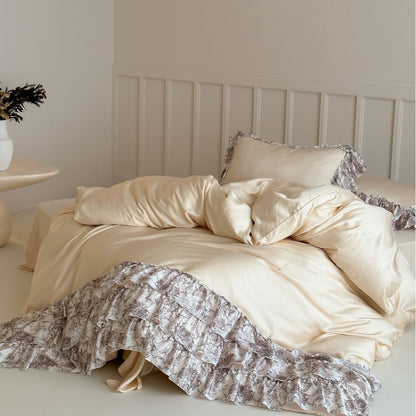 Satin-Bettwäschegarnitur mit Marmor-Print, extra-feinem Satin und Hotelverschluss