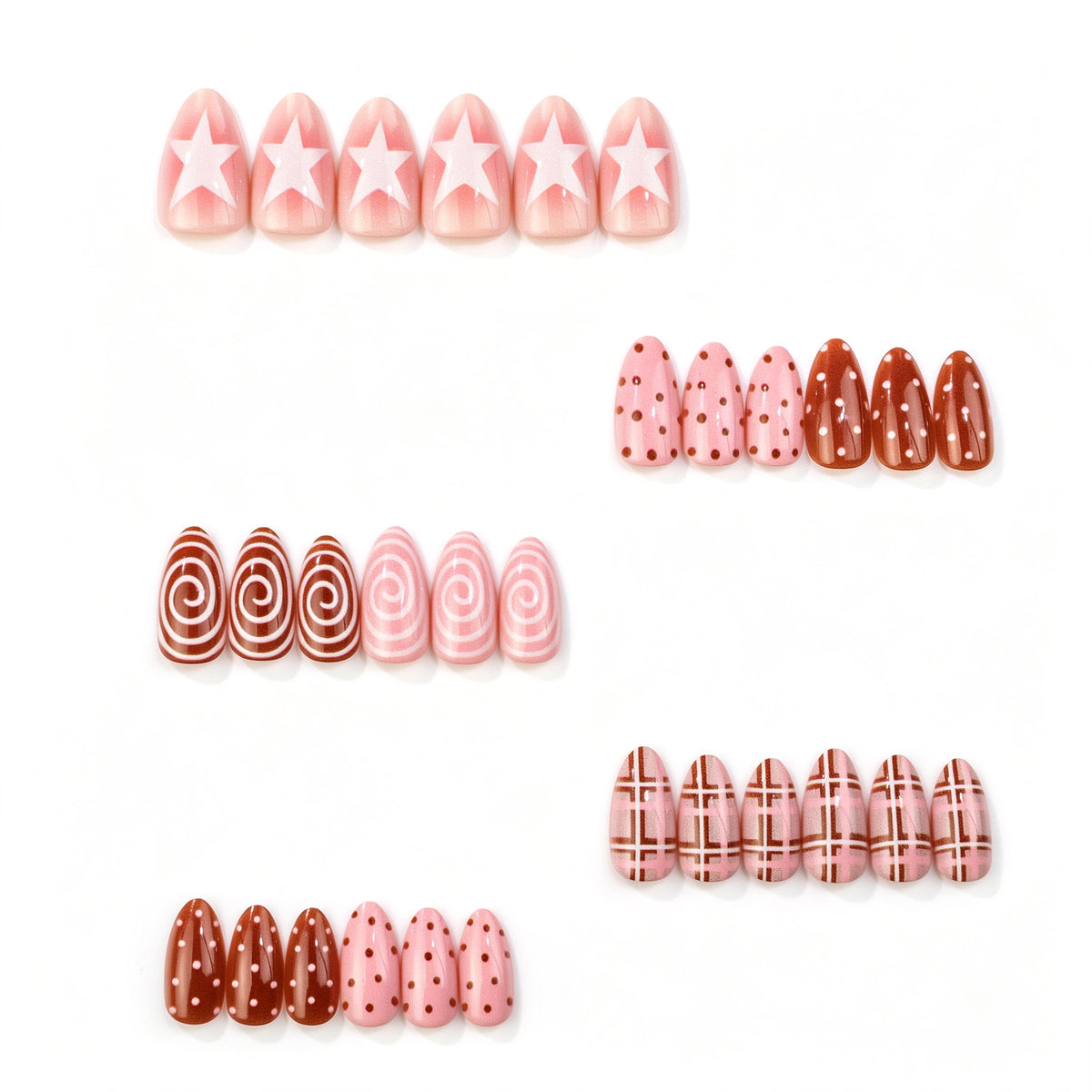 Dekoratives Press-On Nagelkunst-Set mit einzigartigen Designs Brehn