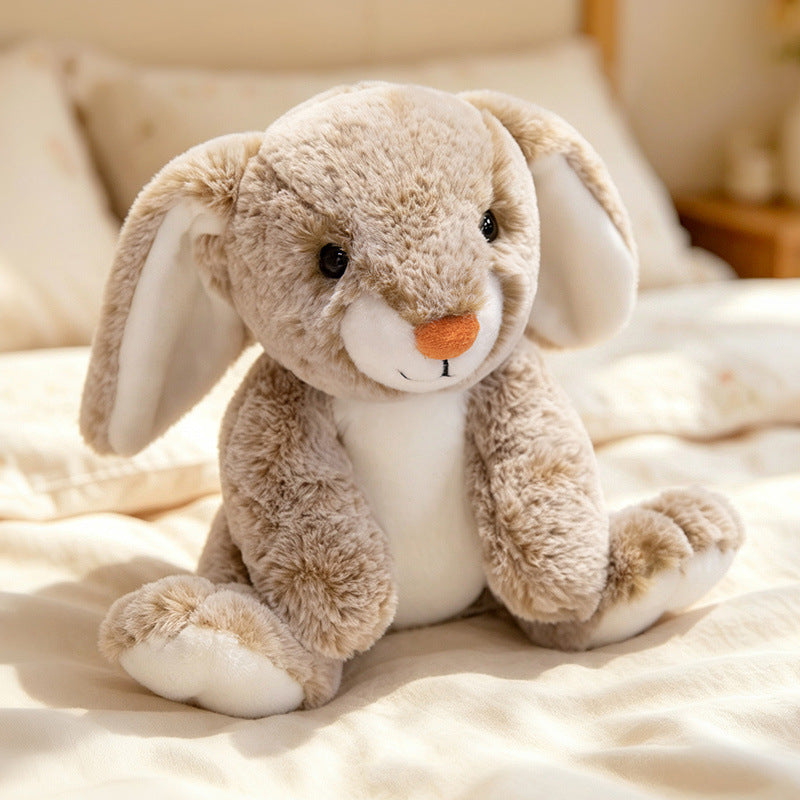 Plüsch Blumenfutter Ohr Bunny Plüschspielzeug mit besticktem Gesicht und lockigem Kunstpelz Brehn