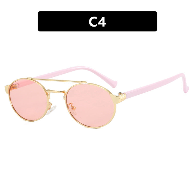 Damen modische Sonnenbrille im stilvollen runden Design mit goldenen Akzenten Brehn