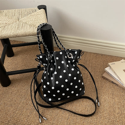 Punktmuster Kordelzug Eimer Tasche