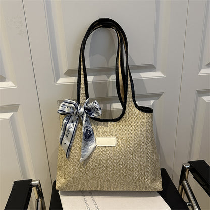 Texturierte Gewebe-Tote-Tasche mit elegantem Schleifen-Brehn