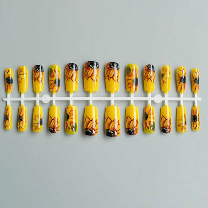 Künstlerisches Sonnenblumen Acryl Nagelkunst Set