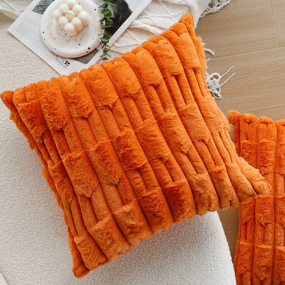 Quadratischer Soft‑Teddy Kissenbezug mit 3D‑Rippenplüschstruktur und verdecktem Reißverschluss Brehn