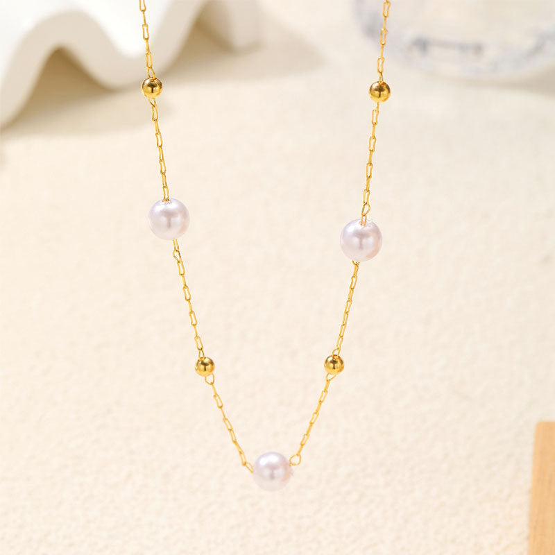 Elegante Perlen- und Goldkette Brehn