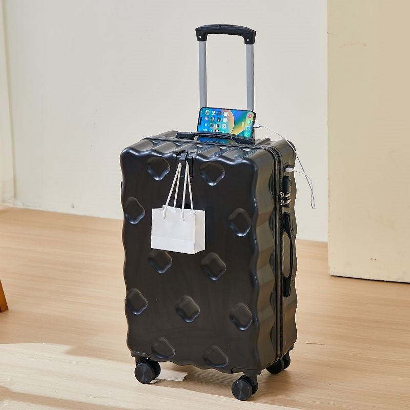 hartschalen-Handgepäckkoffer mit integriertem faltbarem Becherhalter, Telefonhalter, USB-Ladeanschluss und äußeren Taschenhaken Brehn