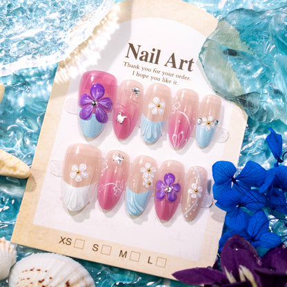 Dekorativer Floral Press-On Nail Set Brehn