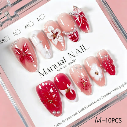 Dekorative Blumen Press-On Nagelkunst Kollektion Brehn
