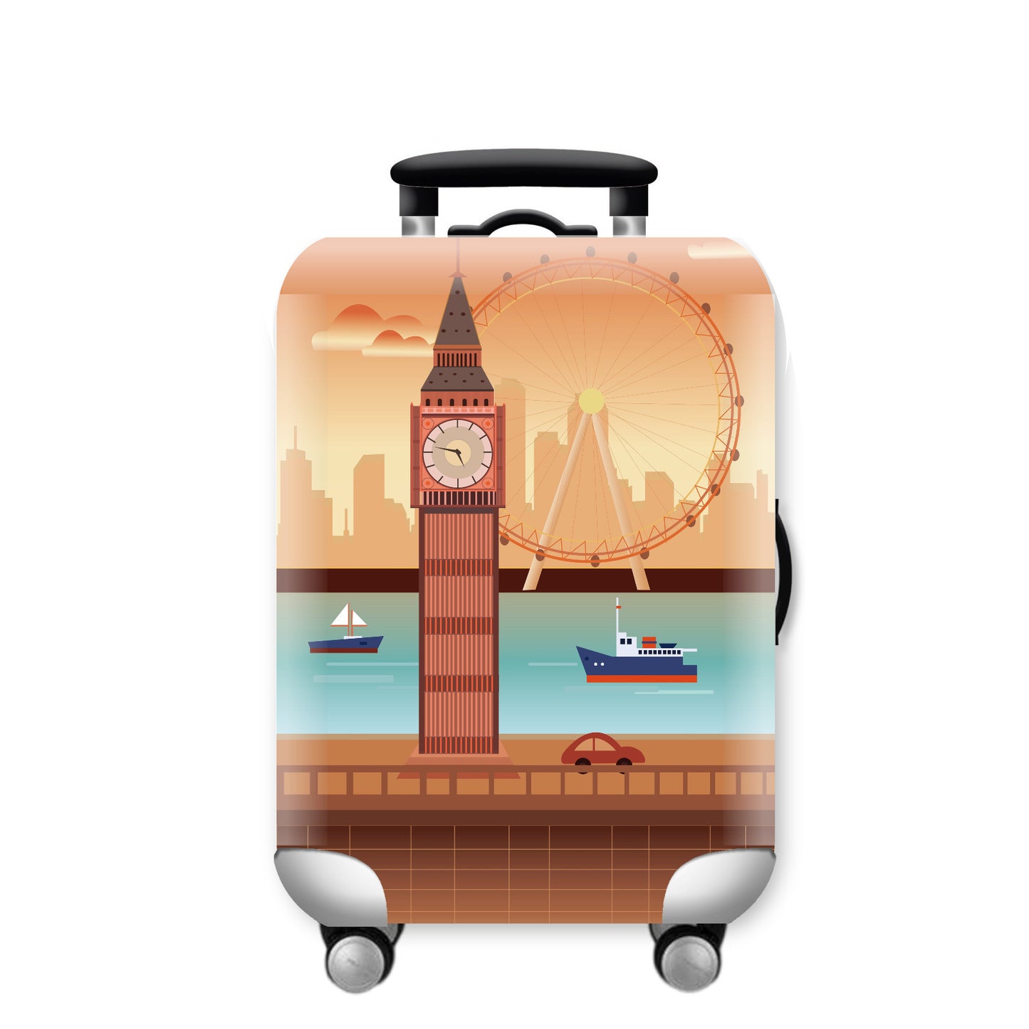 Unisex Hartschalenreisekoffer mit urbanem Skyline-Motiv Brehn
