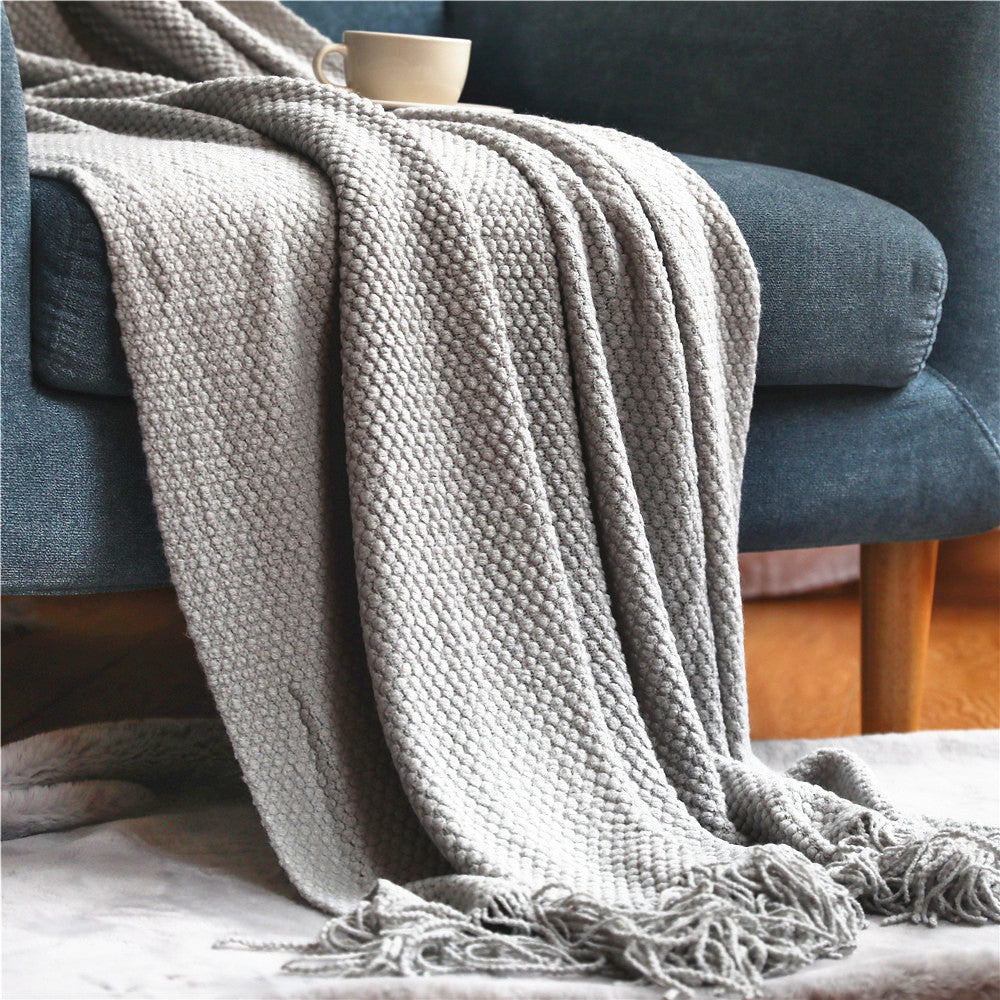 Gemütliche gestrickte Wurfdecke