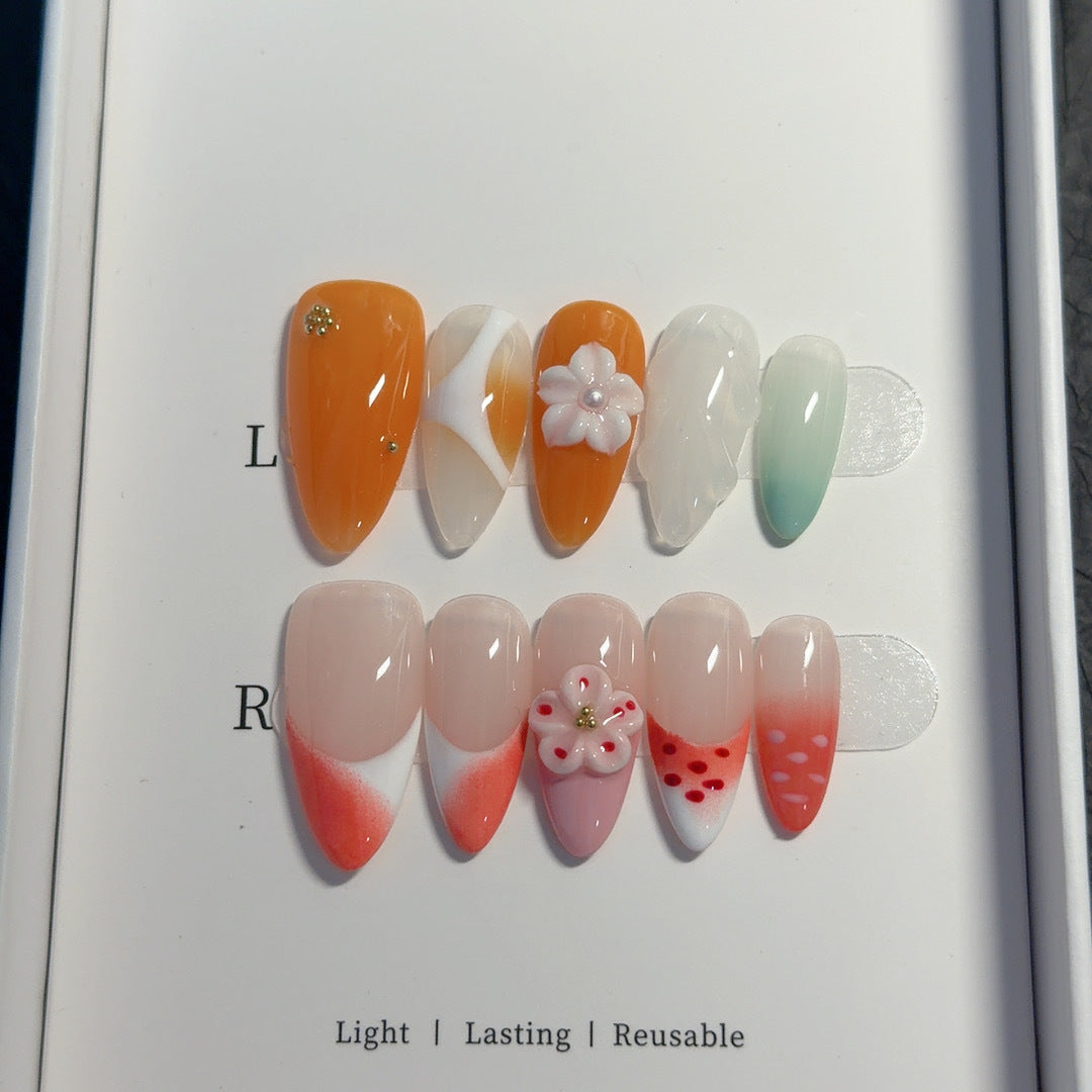 Floral Design Press-On Nail Set
