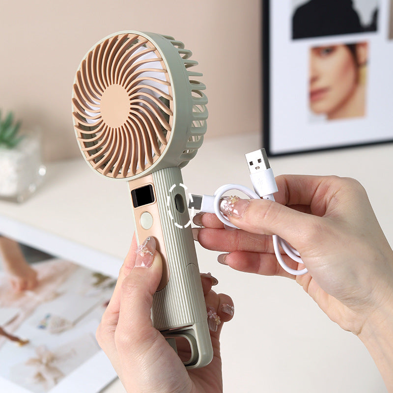 Unisex Handheld Wiederaufladbarer Digitaldisplay Ventilator Brehn