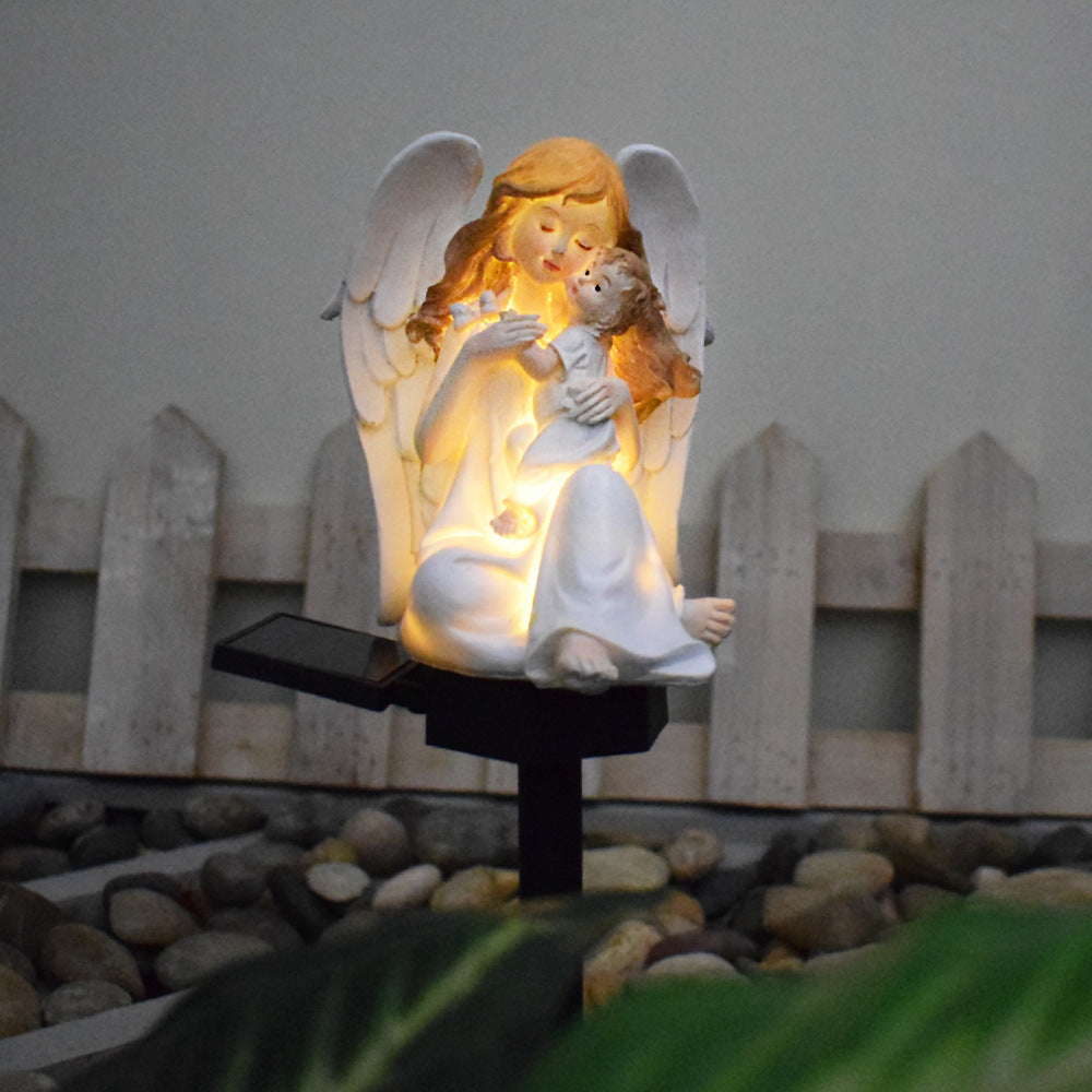 Dekorative Solar-Gartenstecker Statue Harz Mädchen Figur mit integriertem Solar-LED und wetterfestem Spike Brehn