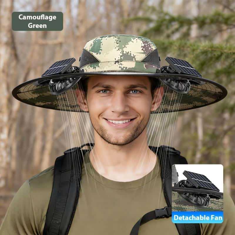 UV-Schutz-Sonnenhut mit abnehmbaren Gesicht- und Nacken-Schutz, integriertem Solarfan und atmungsaktivem Mesh Brehn