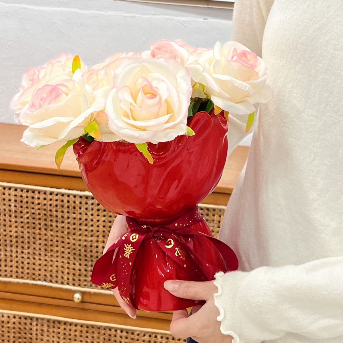 Dekorative blumenförmige Vase für Wohnkultur