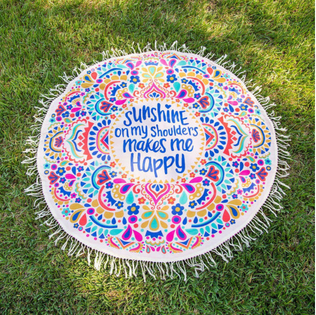 Unisex runde Stranddecke mit buntem Mandala-Motiv Brehn
